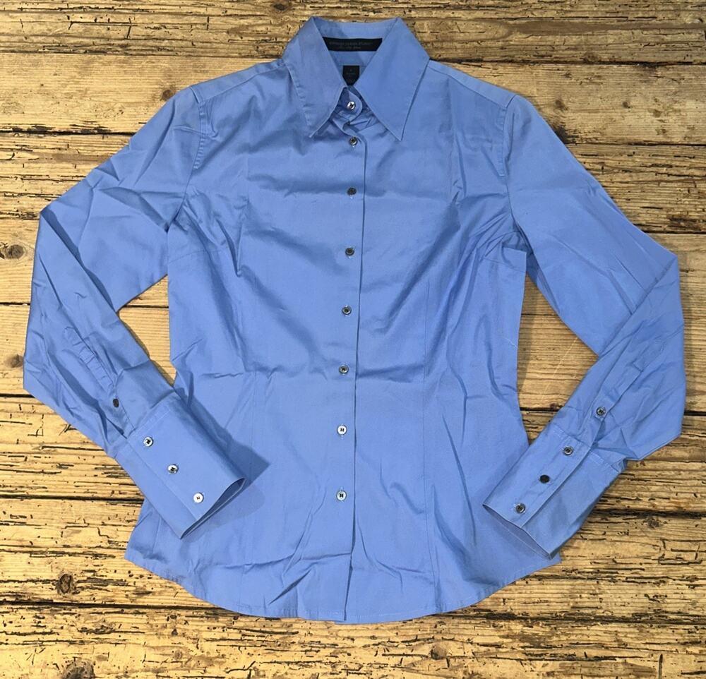 Express Design Studio Women’s Size 2 Blue Classic Fit Button Up LS Shirt NWOT